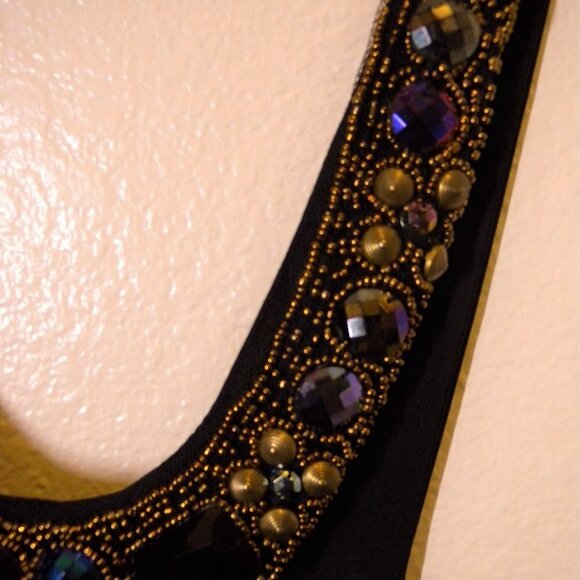 Kiwi Black Beaded Halter Style Top 1X - Picture 6 of 14